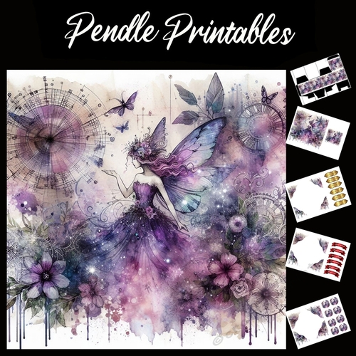Colour Explosion Fairy 7x7 Card Kit. Matching Box, Gift Bauble,Tag