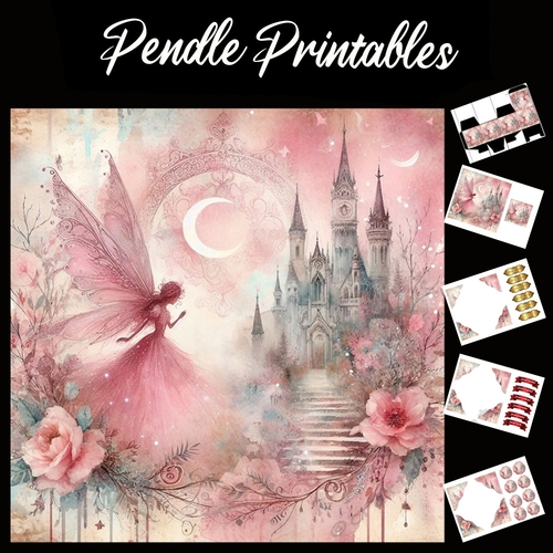 Castle Of Dreams 7x7 Card Kit. Matching Box, Gift Bauble,Tag