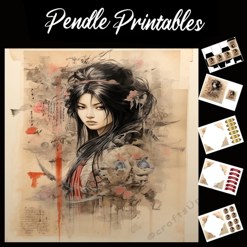 Geisha Dream Girl 7x7 Card Kit. Matching Box, Gift Bauble,Tag