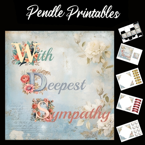 With Deepest Sympathy 7x7 Card Kit. Matching Box, Gift Bauble,Tag