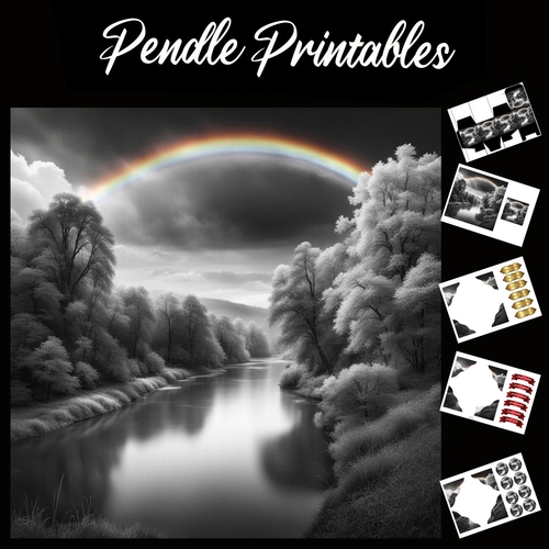 Rainbow 7x7 Card Kit. Matching Box, Gift Bauble,Tag