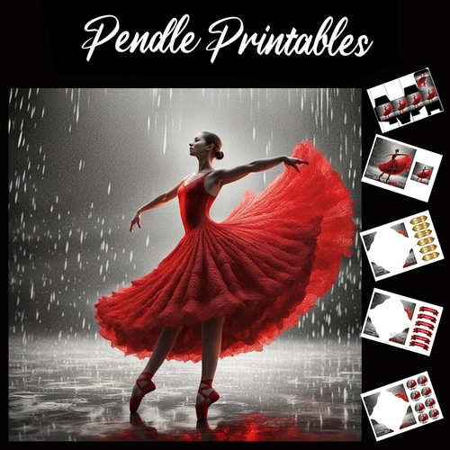 Red Dancer 7x7 Card Kit. Matching Box, Gift Bauble,Tag