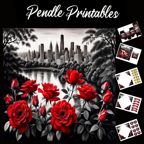 Rose City Limits 7x7 Card Kit. Matching Box, Gift Bauble,Tag
