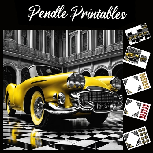 Yellow Convertable 7x7 Card Kit. Matching Box, Gift Bauble,Tag