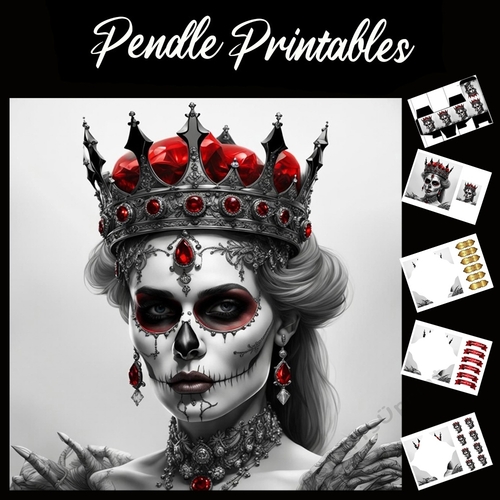 The Skull Queen 7x7 Card Kit. Matching Box, Gift Bauble,Tag