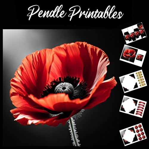 Poppy Blossom 7x7 Card Kit. Matching Box, Gift Bauble,Tag
