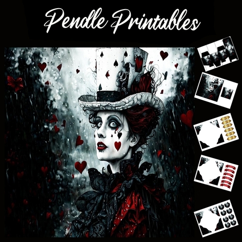 Gothic Mad Hatter 7x7 Card Kit. Matching Box, Gift Bauble,Tag