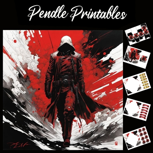 Blood Red Assassin 7x7 Card Kit. Matching Box, Gift Bauble,Tag