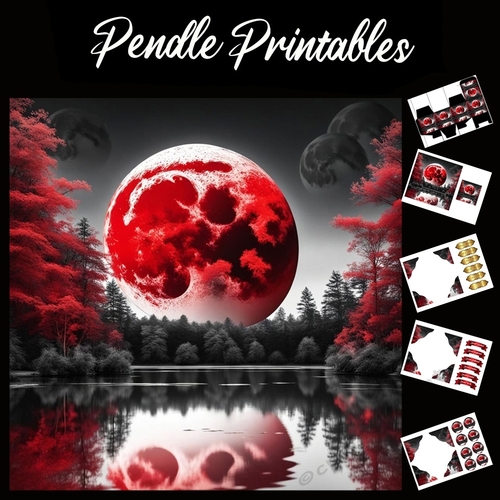 Blood Moon River 7x7 Card Kit. Matching Box, Gift Bauble,Tag