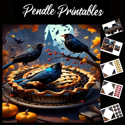 Nursery Rhyme: 4&20 Blackirds 1 7x7 Card Kit. Matching Box, Gift Bauble,Tag