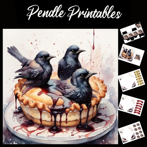 Nursery Rhyme: 4&20 Blackirds 3 7x7 Card Kit. Matching Box, Gift Bauble,Tag