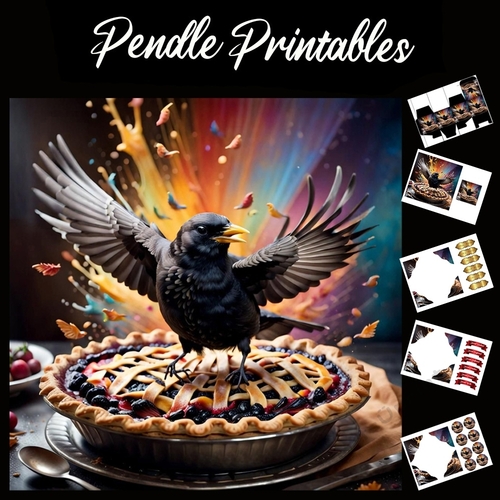 Nursery Rhyme: 4&20 Blackirds 4 7x7 Card Kit. Matching Box, Gift Bauble,Tag