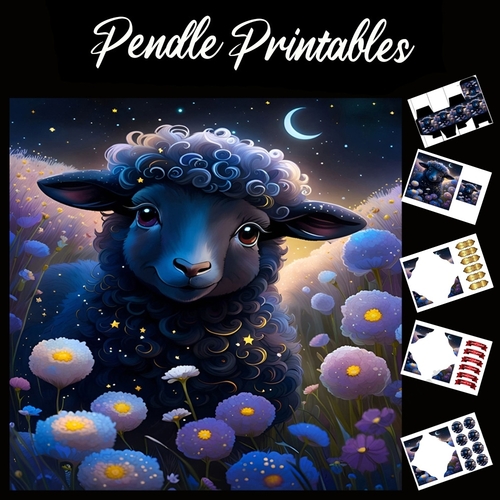 Nursery Rhyme: Baa Baa Black Sheep 5 7x7 Card Kit. Matching Box, Gift Bauble,Tag