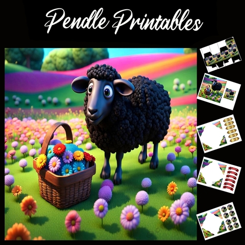 Nursery Rhyme: Baa Baa Black Sheep 6 7x7 Card Kit. Matching Box, Gift Bauble,Tag