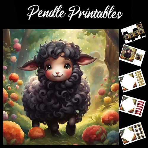 Nursery Rhyme: Baa Baa Black Sheep 16 7x7 Card Kit. Matching Box, Gift Bauble,Tag