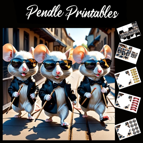 Nursery Rhyme: Three Blind Mice 1 7x7 Card Kit. Matching Box, Gift Bauble,Tag