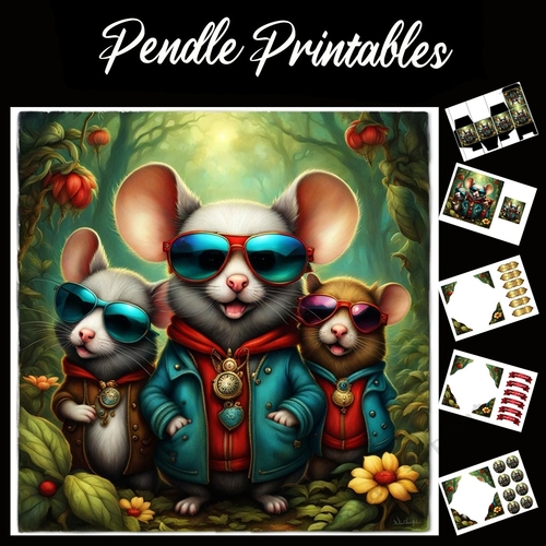 Nursery Rhyme: Three Blind Mice 3 7x7 Card Kit. Matching Box, Gift Bauble,Tag
