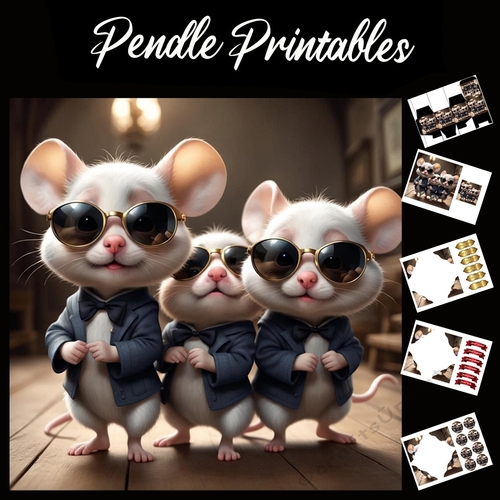 Nursery Rhyme: Three Blind Mice 5 7x7 Card Kit. Matching Box, Gift Bauble,Tag