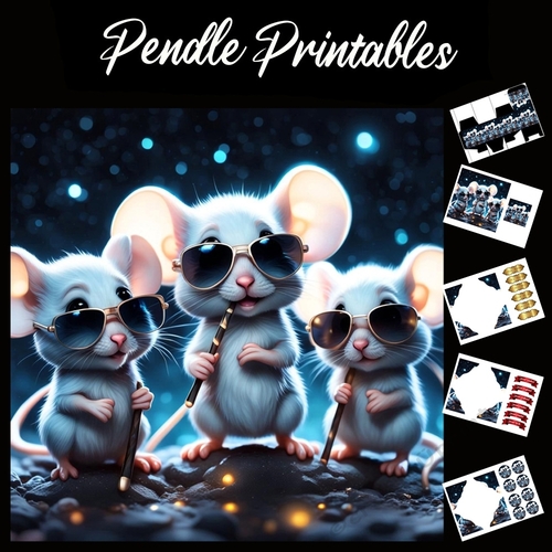 Nursery Rhyme: Three Blind Mice 6 7x7 Card Kit. Matching Box, Gift Bauble,Tag
