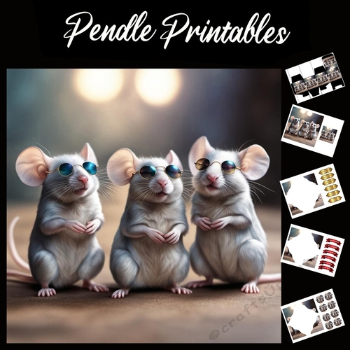 Nursery Rhyme: Three Blind Mice 7 7x7 Card Kit. Matching Box, Gift Bauble,Tag