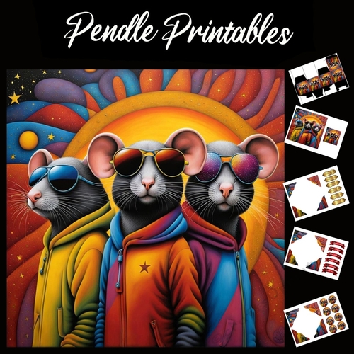 Nursery Rhyme: Three Blind Mice 8 7x7 Card Kit. Matching Box, Gift Bauble,Tag