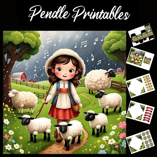 Nursery Rhyme: Bo Peep 2 7x7 Card Kit. Matching Box, Gift Bauble,Tag