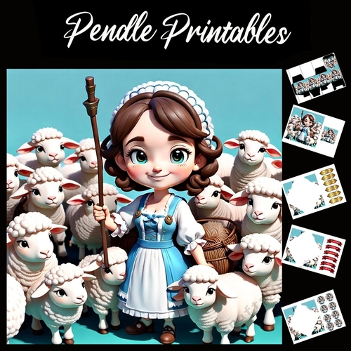 Nursery Rhyme: Bo Peep 4 7x7 Card Kit. Matching Box, Gift Bauble,Tag