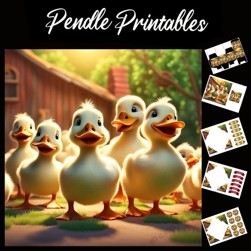 Nursery Rhyme: 5 Little Ducks 2 7x7 Card Kit. Matching Box, Gift Bauble,Tag
