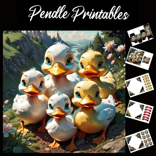 Nursery Rhyme: 5 Little Ducks 4 7x7 Card Kit. Matching Box, Gift Bauble,Tag