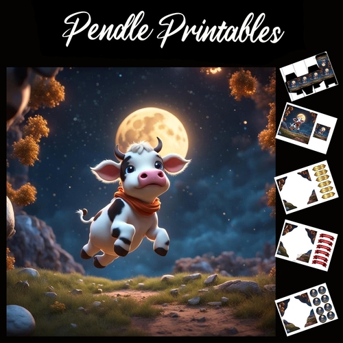 Nursery Rhyme: Hey Diddle Diddle 3 7x7 Card Kit. Matching Box, Gift Bauble,Tag