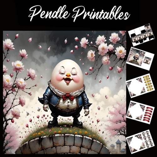 Nursery Rhyme: Humpty Dumpty 2 7x7 Card Kit. Matching Box, Gift Bauble,Tag