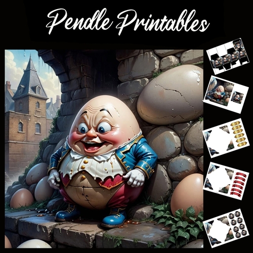 Nursery Rhyme: Humpty Dumpty 6 7x7 Card Kit. Matching Box, Gift Bauble,Tag
