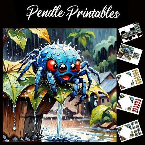 Nursery Rhyme: Incy Wincy Spider 3 7x7 Card Kit. Matching Box, Gift Bauble,Tag
