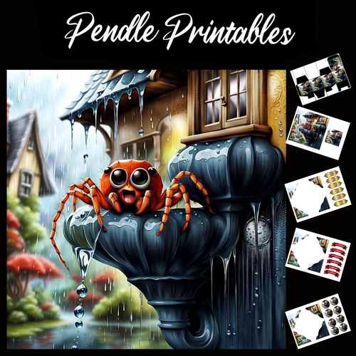 Nursery Rhyme: Incy Wincy Spider 4 7x7 Card Kit. Matching Box, Gift Bauble,Tag