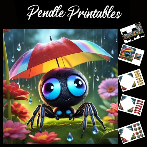 Nursery Rhyme: Incy Wincy Spider 6 7x7 Card Kit. Matching Box, Gift Bauble,Tag