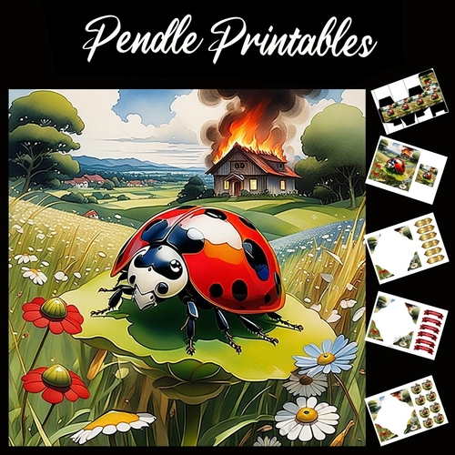 Nursery Rhyme: Ladybird, Ladybird 7x7 Card Kit. Matching Box, Gift Bauble,Tag
