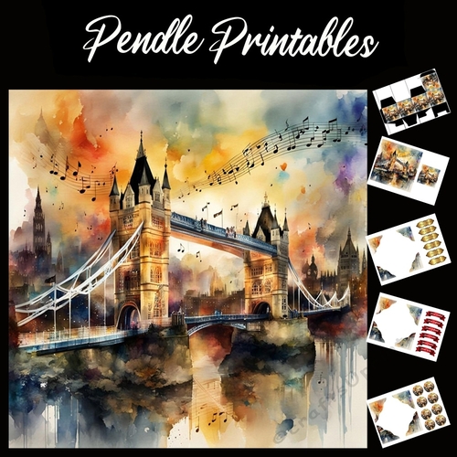 Nursery Rhyme: London Bridge 2 7x7 Card Kit. Matching Box, Gift Bauble,Tag