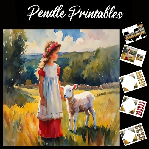 Nursery Rhyme: Mary Had A Little Lamb 7x7 Card Kit. Matching Box, Gift Bauble,Tag