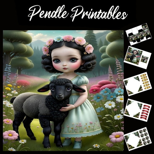 Nursery Rhyme: Mary Had A Little Lamb 3 7x7 Card Kit. Matching Box, Gift Bauble,Tag