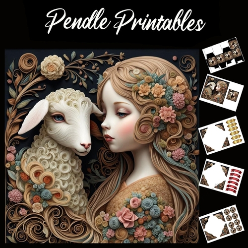 Nursery Rhyme: Mary Had A Little Lamb 7 7x7 Card Kit. Matching Box, Gift Bauble,Tag