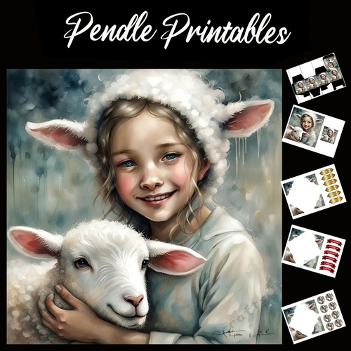 Nursery Rhyme: Mary Had A Little Lamb 8 7x7 Card Kit. Matching Box, Gift Bauble,Tag