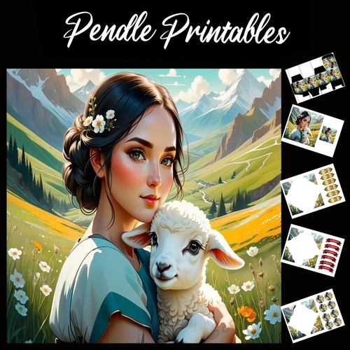 Nursery Rhyme: Mary Had A Little Lamb 10 7x7 Card Kit. Matching Box, Gift Bauble,Tag