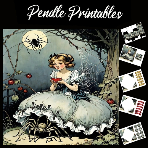 Nursery Rhyme: Little Miss Muffet 2 7x7 Card Kit. Matching Box, Gift Bauble,Tag