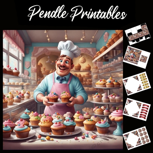 Nursery Rhyme: Muffin Man 2 7x7 Card Kit. Matching Box, Gift Bauble,Tag