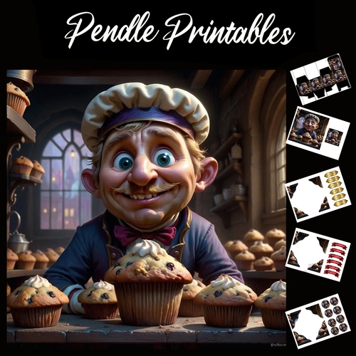 Nursery Rhyme: Muffin Man 5 7x7 Card Kit. Matching Box, Gift Bauble,Tag
