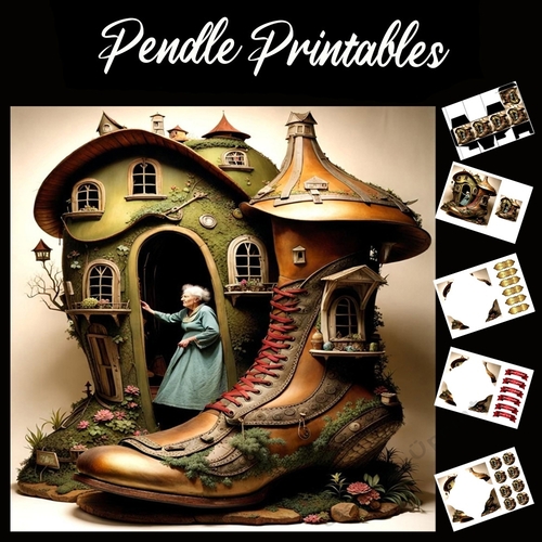 Nursery Rhyme: There Was An Old Woman 7x7 Card Kit. Matching Box, Gift Bauble,Tag