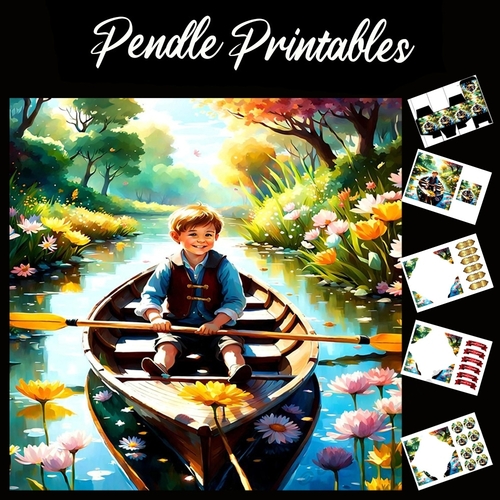 Nursery Rhyme: Row Your Boat 2 7x7 Card Kit. Matching Box, Gift Bauble,Tag