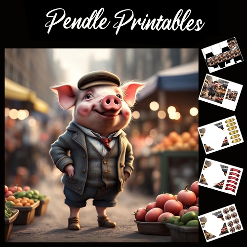 Nursery Rhyme: This Little Piggy 7x7 Card Kit. Matching Box, Gift Bauble,Tag