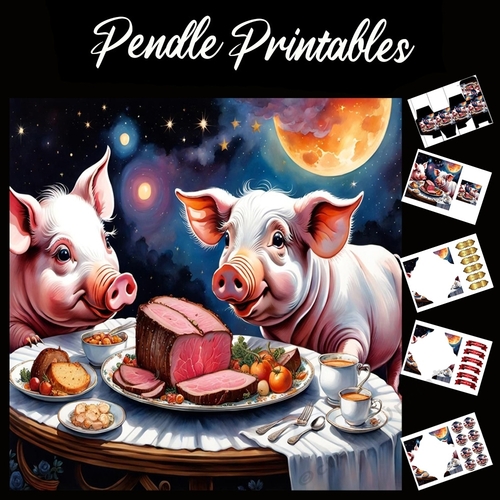 Nursery Rhyme: This Little Piggy 3 7x7 Card Kit. Matching Box, Gift Bauble,Tag