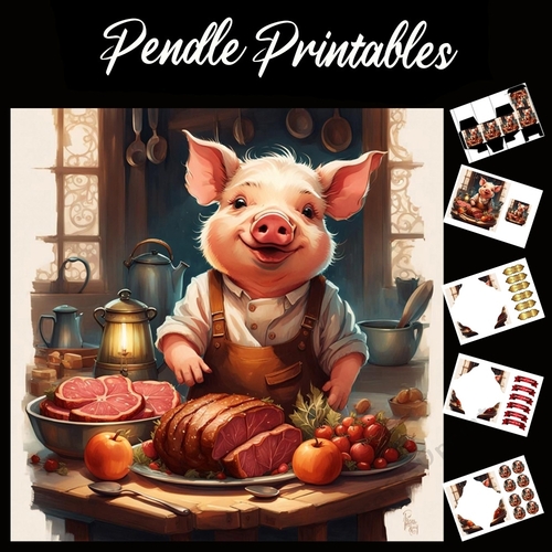 Nursery Rhyme: This Little Piggy 5 7x7 Card Kit. Matching Box, Gift Bauble,Tag